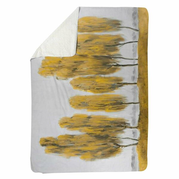 Begin Home Decor 60 x 80 in. Seven Abstract Yellow Trees-Sherpa Fleece Blanket 5545-6080-LA81